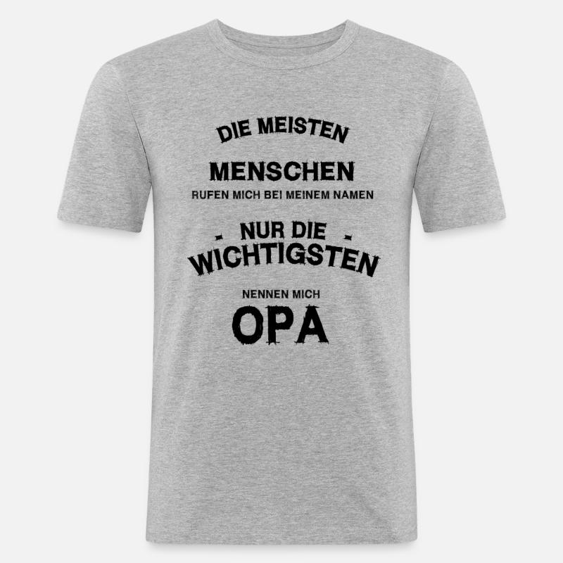GESCHENK OPA ENKEL - Männer Slim Fit T-Shirt - Grau meliert