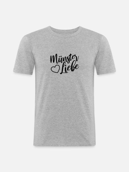 Münster Liebe - Männer Slim Fit T-Shirt - Grau meliert