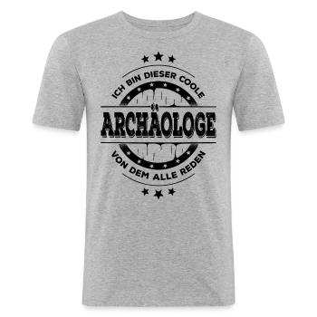 Archäologe Geburtstag Archäologie Geschenk - Männer Slim Fit T-Shirt - Grau meliert - Vorne - Nik (191cm)