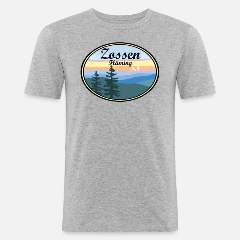Zossen Fläming Sticker - Männer Slim Fit T-Shirt - Grau meliert