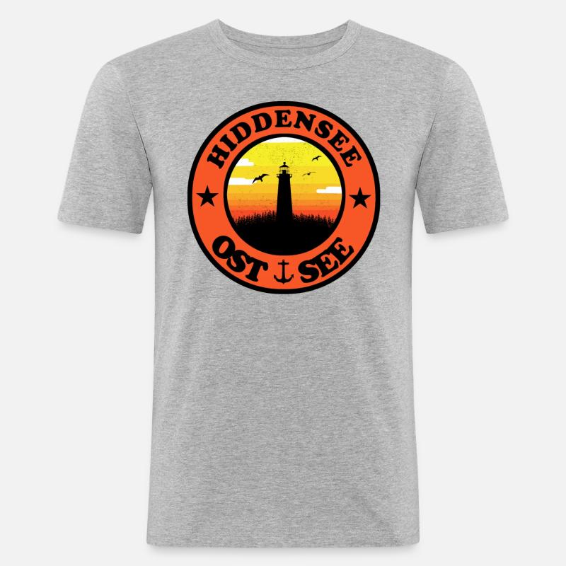 Leuchtturm Ostsee Hiddensee - Männer Slim Fit T-Shirt - Grau meliert