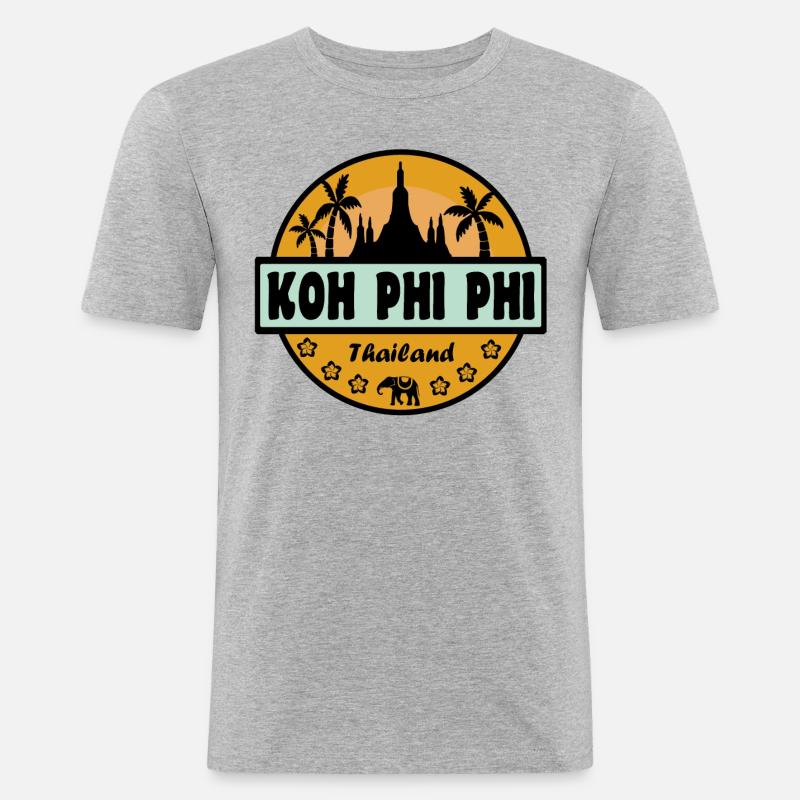 Koh Phi Phi Thaïlande - T-shirt près du corps Homme - gris chiné