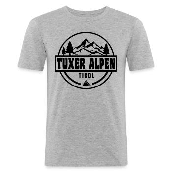 Tuxer Alpen - Männer Slim Fit T-Shirt - Grau meliert - Vorne - Nik (191cm)