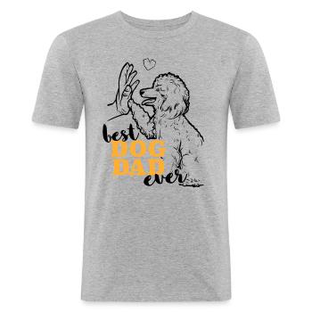 Bester Pudel Papa Pudel - Männer Slim Fit T-Shirt - Grau meliert - Vorne - Nik (191cm)