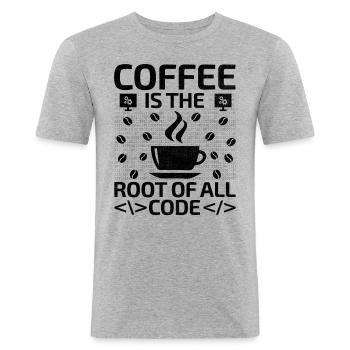 Café Codage Programmeur Codeur Développeur Nerd Coff - T-shirt près du corps Homme - gris chiné - Devant - Nik (191cm)