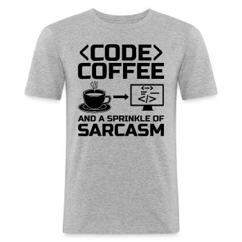 Kaffee-Codierung Programmierer Programmierer Entwickler Nerd Coff - Männer Slim Fit T-Shirt - Grau meliert - Vorne - Nik (191cm)