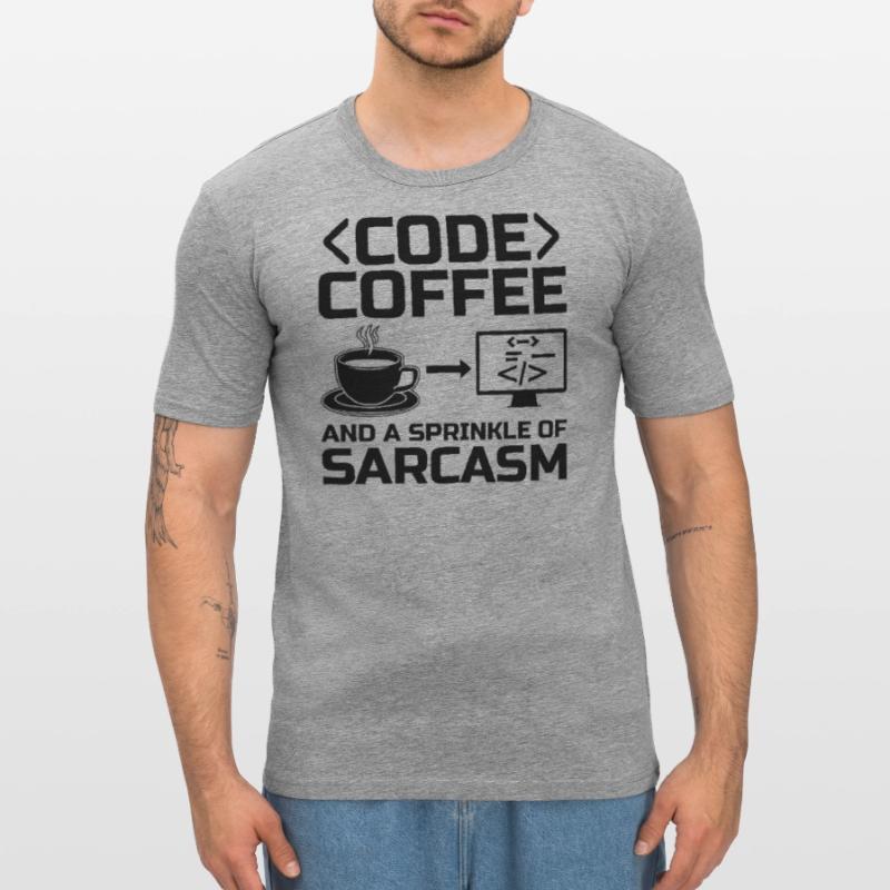 Café Codage Programmeur Codeur Développeur Nerd Coff T-shirt près du corps Homme