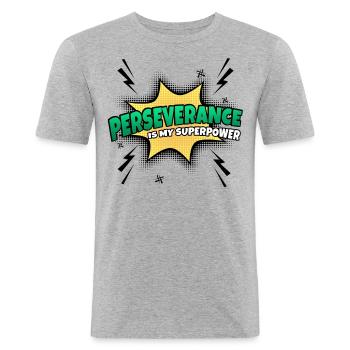Endurance is my superpower trait - Men's Slim Fit T-Shirt - heather grey - Front - Nik (191cm)