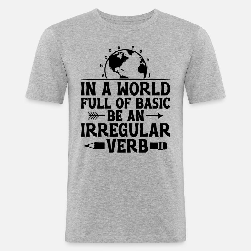 Fremdsprachenlehrer Schule Sprachlehrer - Männer Slim Fit T-Shirt - Grau meliert