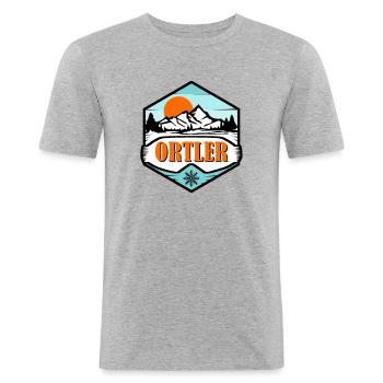 Ortler Südtirol Dolomiten Wintersport - Männer Slim Fit T-Shirt - Grau meliert - Vorne - Nik (191cm)