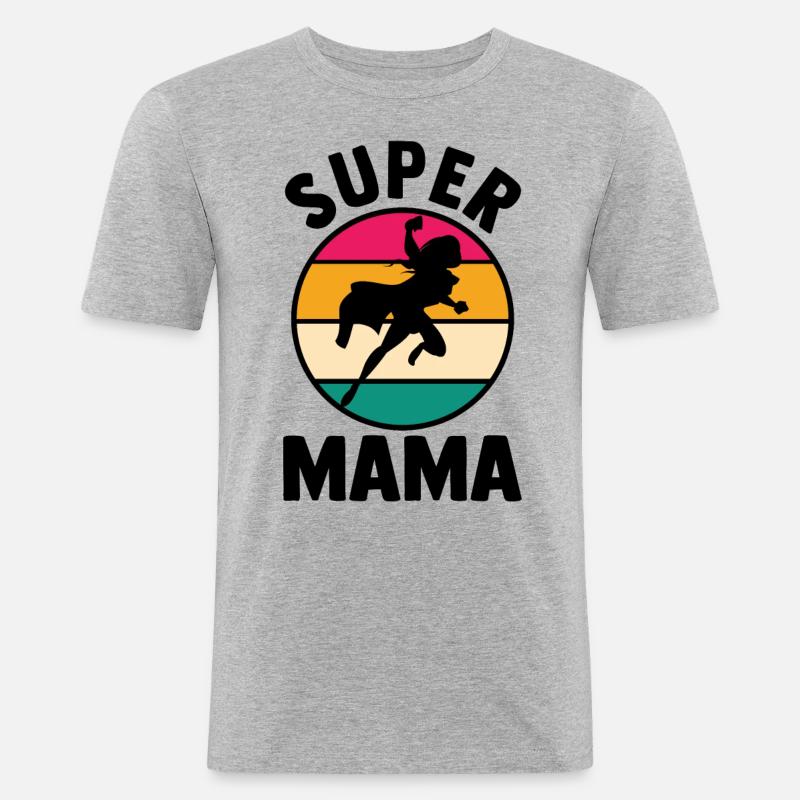 Mutter Superheldin Mama - Männer Slim Fit T-Shirt - Grau meliert