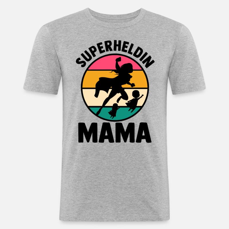 Mutter Superheldin Mama - Männer Slim Fit T-Shirt - Grau meliert