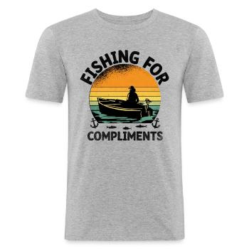 Angeln für Komplimente Paddelboot - Männer Slim Fit T-Shirt - Grau meliert - Vorne - Nik (191cm)