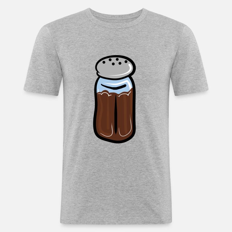 Pfefferstreuer / Pfeffer Geschenkidee für Köche - Männer Slim Fit T-Shirt - Grau meliert
