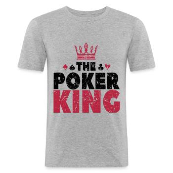 Poker King - Jouer au cadeau de poker - T-shirt près du corps Homme - gris chiné - Devant - Nik (191cm)