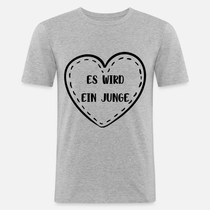Es wird ein Junge! - Männer Slim Fit T-Shirt - Grau meliert