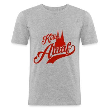 Kölle Alaaf Kölner Dom Karneval Kölsch - Männer Slim Fit T-Shirt - Grau meliert - Vorne - Nik (191cm)