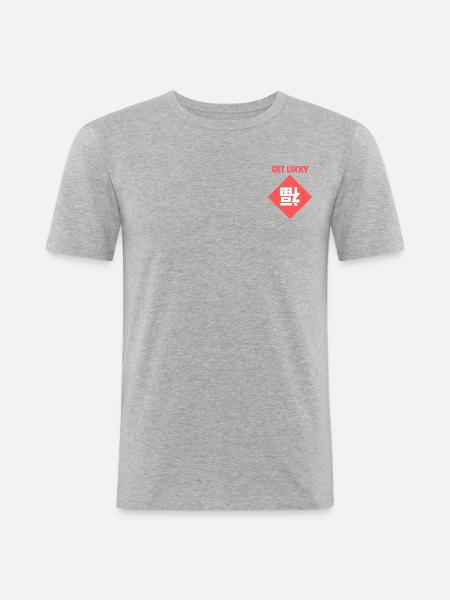 Get Lucky / Chinese Lucky charm (Fu dao) - Men's Slim Fit T-Shirt - heather grey