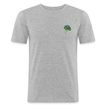 Brokkoli - Männer Slim Fit T-Shirt - Grau meliert - Vorne - Nik (191cm)
