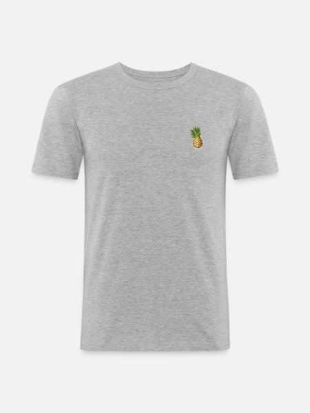 Ananas - Männer Slim Fit T-Shirt - Grau meliert