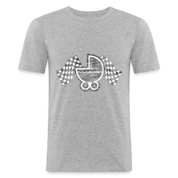 Baby Racer Stroller Buggy - Men's Slim Fit T-Shirt - heather grey - Front - Nik (191cm)