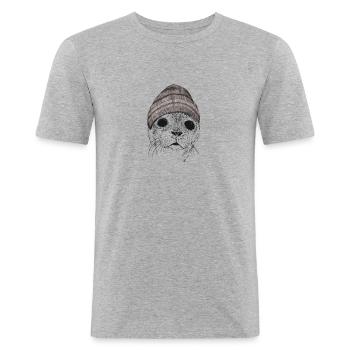 Seal Seal Ole - super mignon - T-shirt près du corps Homme - gris chiné - Devant - Nik (191cm)