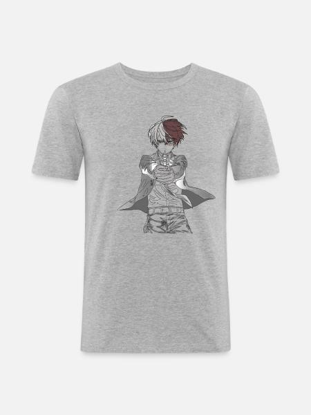 anime boy gun - Men's Slim Fit T-Shirt - heather grey
