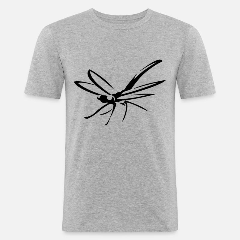 Libelle Libellen - Männer Slim Fit T-Shirt - Grau meliert