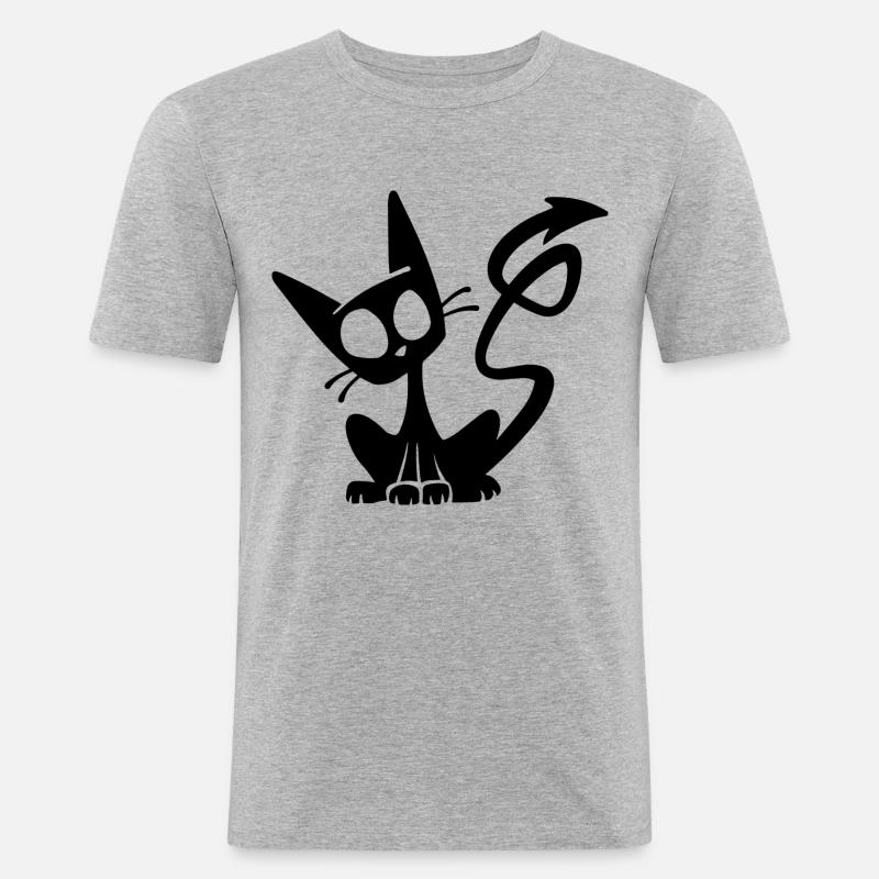 Devil Black Cat - Men's Slim Fit T-Shirt - heather grey