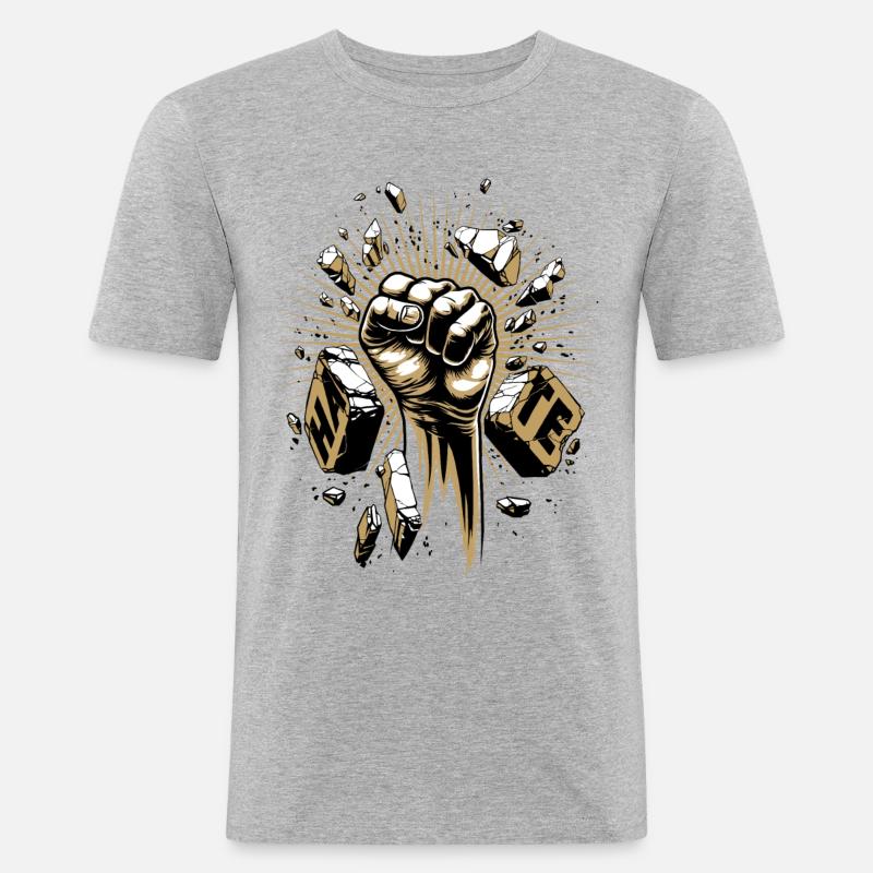 Bekämpfe den Hass - Männer Slim Fit T-Shirt - Grau meliert