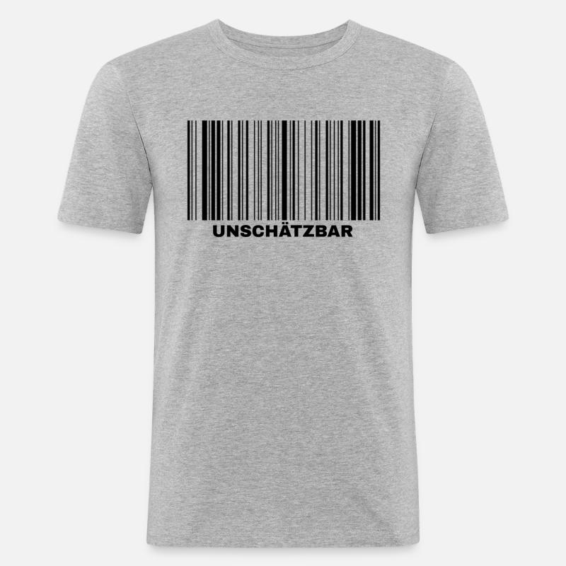 BARCODE UNSCHÄTZBAR - Männer Slim Fit T-Shirt - Grau meliert