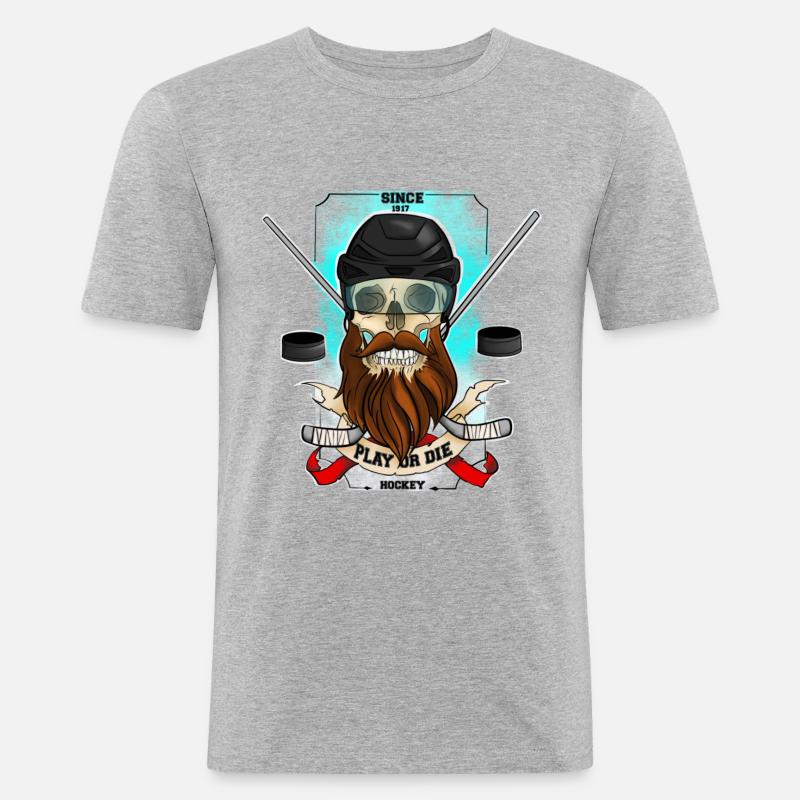 Spielen oder sterben - Männer Slim Fit T-Shirt - Grau meliert