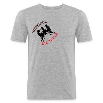 Südtirol die Treue - Männer Slim Fit T-Shirt - Grau meliert - Vorne - Nik (191cm)