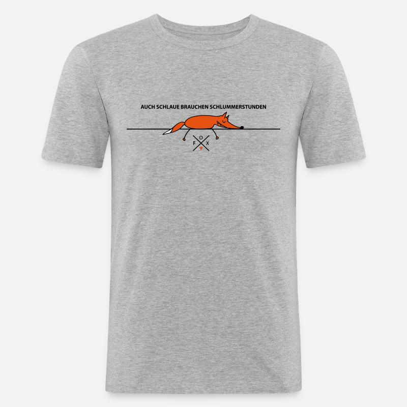 Schlafender Fuchs (b) - Männer Slim Fit T-Shirt - Grau meliert