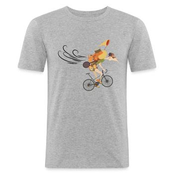 "windschnittig" - Männer Slim Fit T-Shirt - Grau meliert - Vorne - Nik (191cm)