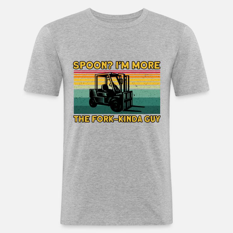 Gabelstaplerfahrer Gabel-Kinda Kerl Geschenk - Männer Slim Fit T-Shirt - Grau meliert