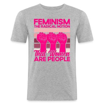 Ermächtigung Gleichberechtigung der Geschlechter F - Männer Slim Fit T-Shirt - Grau meliert - Vorne - Nik (191cm)