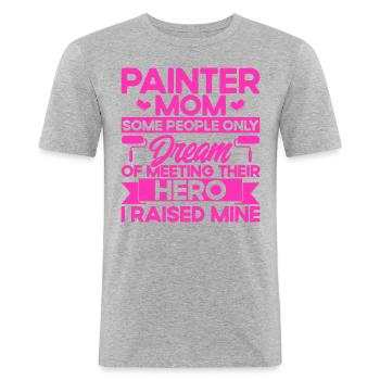 Bautenmaler Farbe mischen Maler Geschenk - Männer Slim Fit T-Shirt - Grau meliert - Vorne - Nik (191cm)