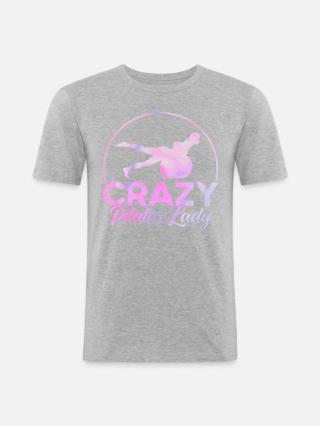 Pilates Crazy Pilates Lady Gift - Men's Slim Fit T-Shirt - heather grey