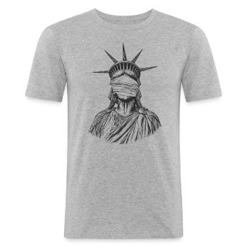 Liberty blind blank - Men's Slim Fit T-Shirt - heather grey - Front - Nik (191cm)