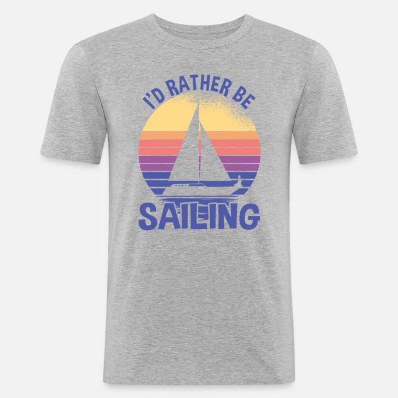 Rather Be Sailing Segelboot - Männer Slim Fit T-Shirt - Grau meliert