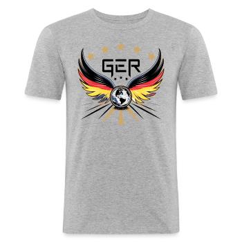 Allemagne Allemagne Allemand GER Almanya Alemania - T-shirt près du corps Homme - gris chiné - Devant - Nik (191cm)