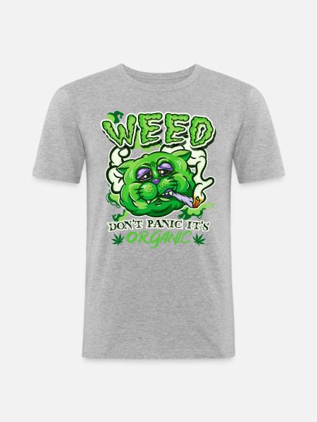 cat smoking weed Tee - Men's Slim Fit T-Shirt - heather grey