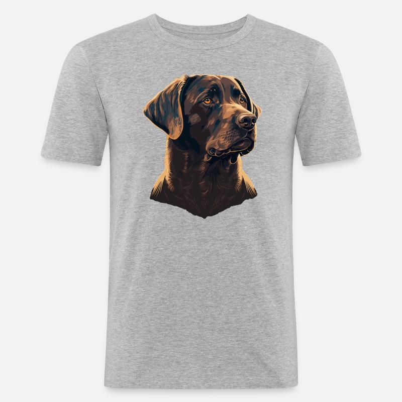 Tapferer Labrador Retriever - Männer Slim Fit T-Shirt - Grau meliert