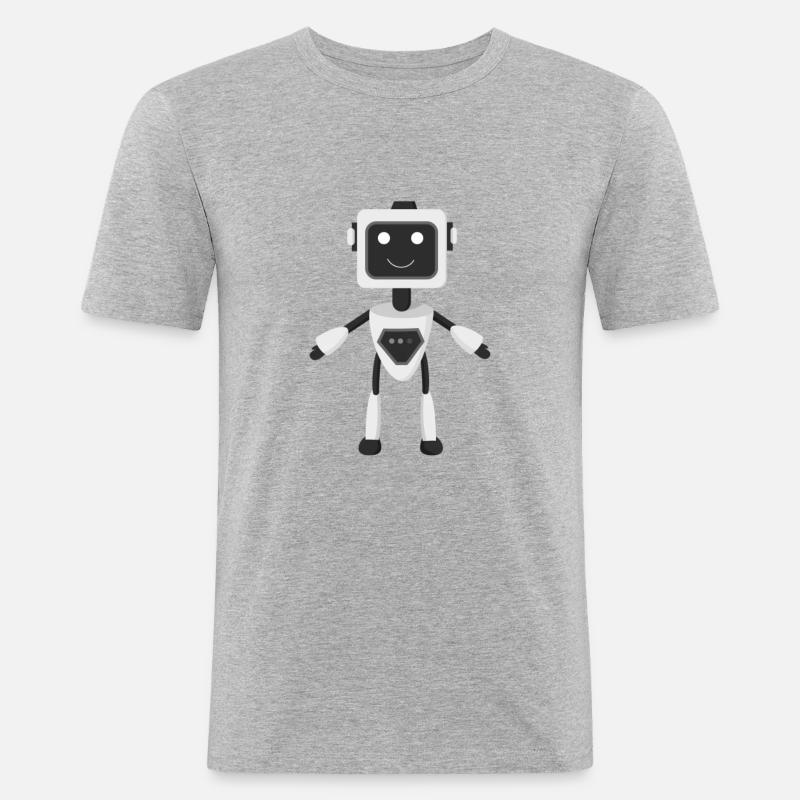 Roboter Robot Future - Männer Slim Fit T-Shirt - Grau meliert