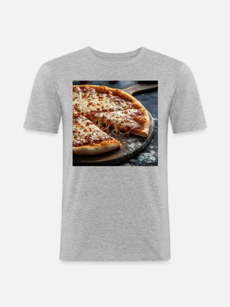 Pizza - Männer Slim Fit T-Shirt - Grau meliert