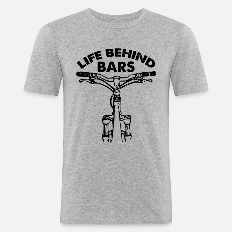 Leben hinter Gittern Mountainbike-Geschenk - Männer Slim Fit T-Shirt - Grau meliert