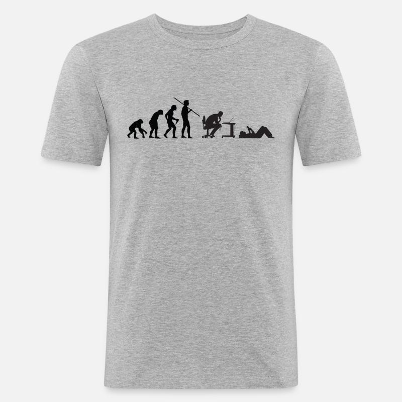 Evolution von Geeks - Männer Slim Fit T-Shirt - Grau meliert