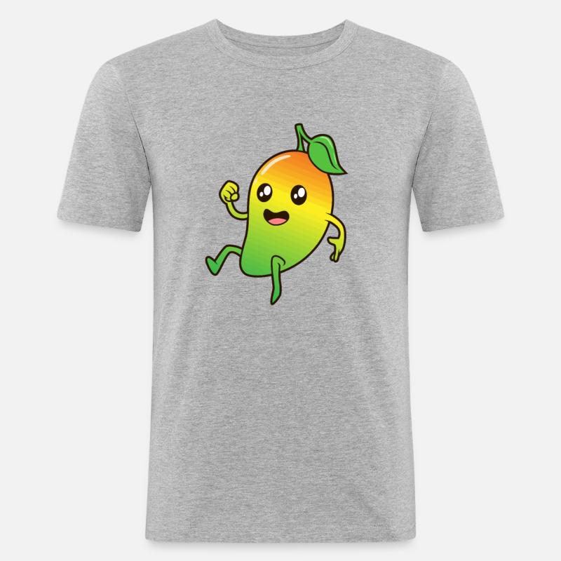 Kawaii Comic Mango - Männer Slim Fit T-Shirt - Grau meliert