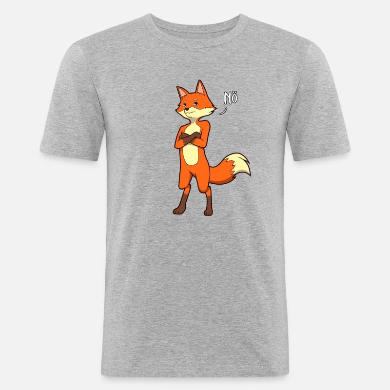 Fuchs Neinsager - Männer Slim Fit T-Shirt - Grau meliert